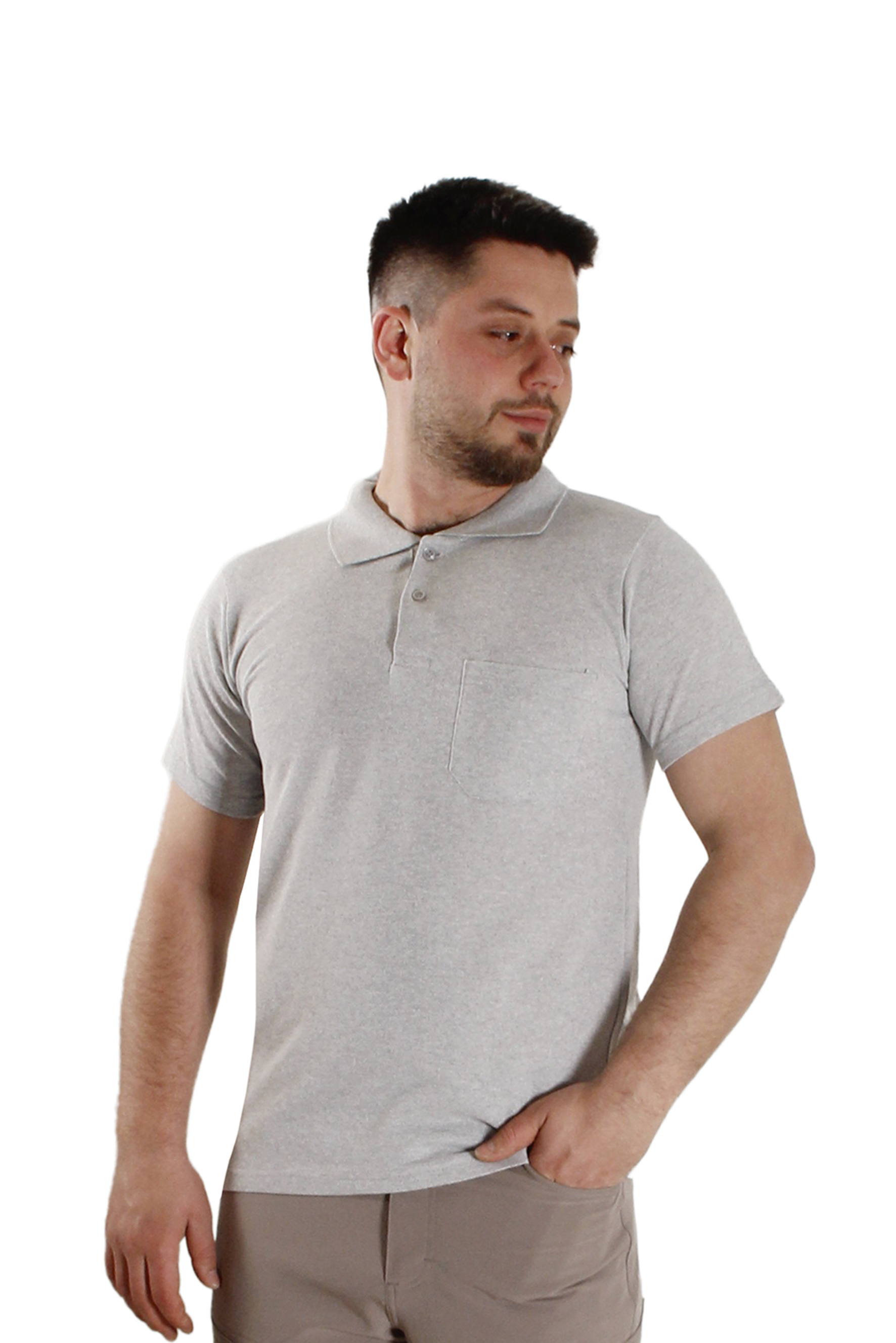 Gri Polo Yaka T-Shirt