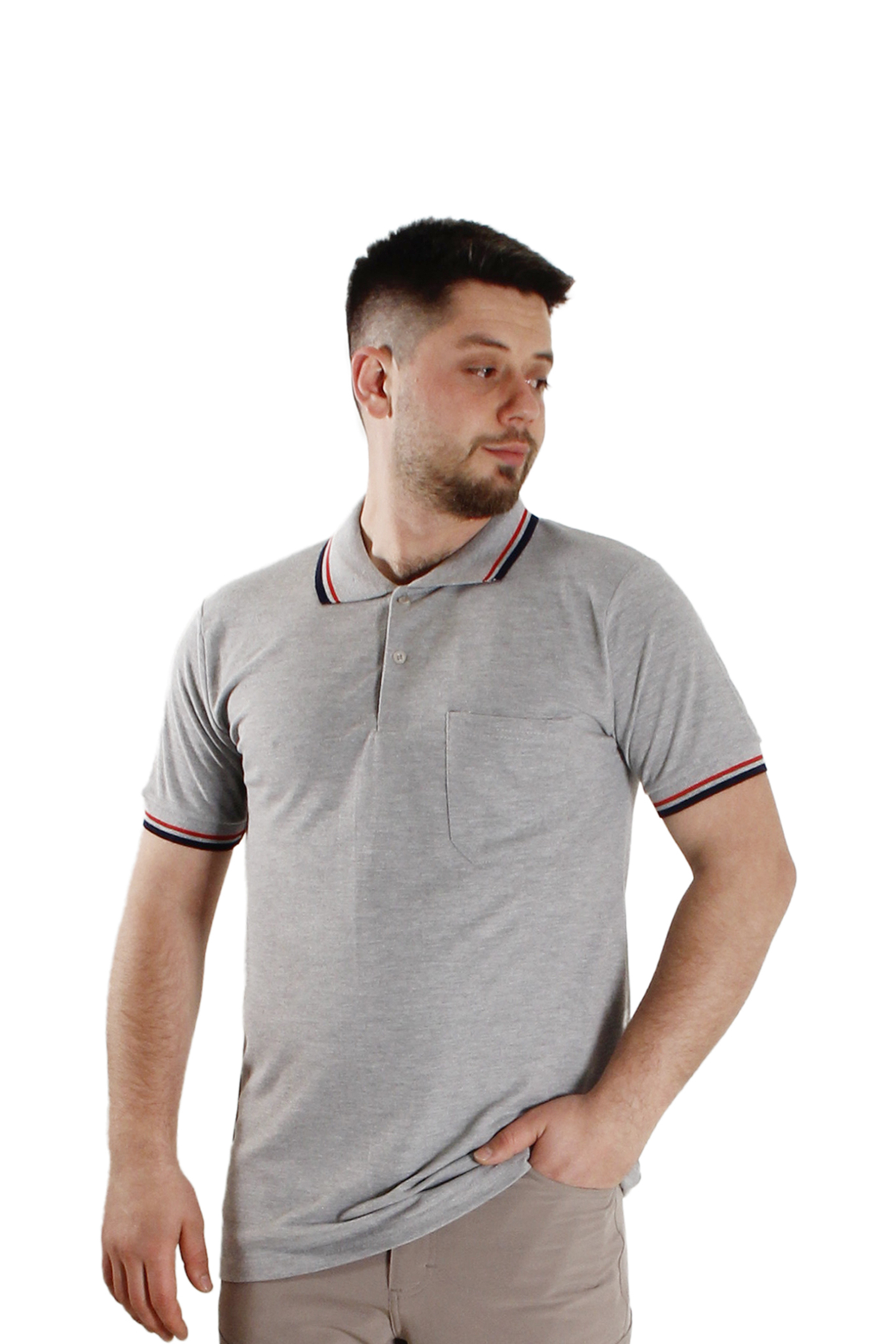 Gri Polo Yaka T-Shirt