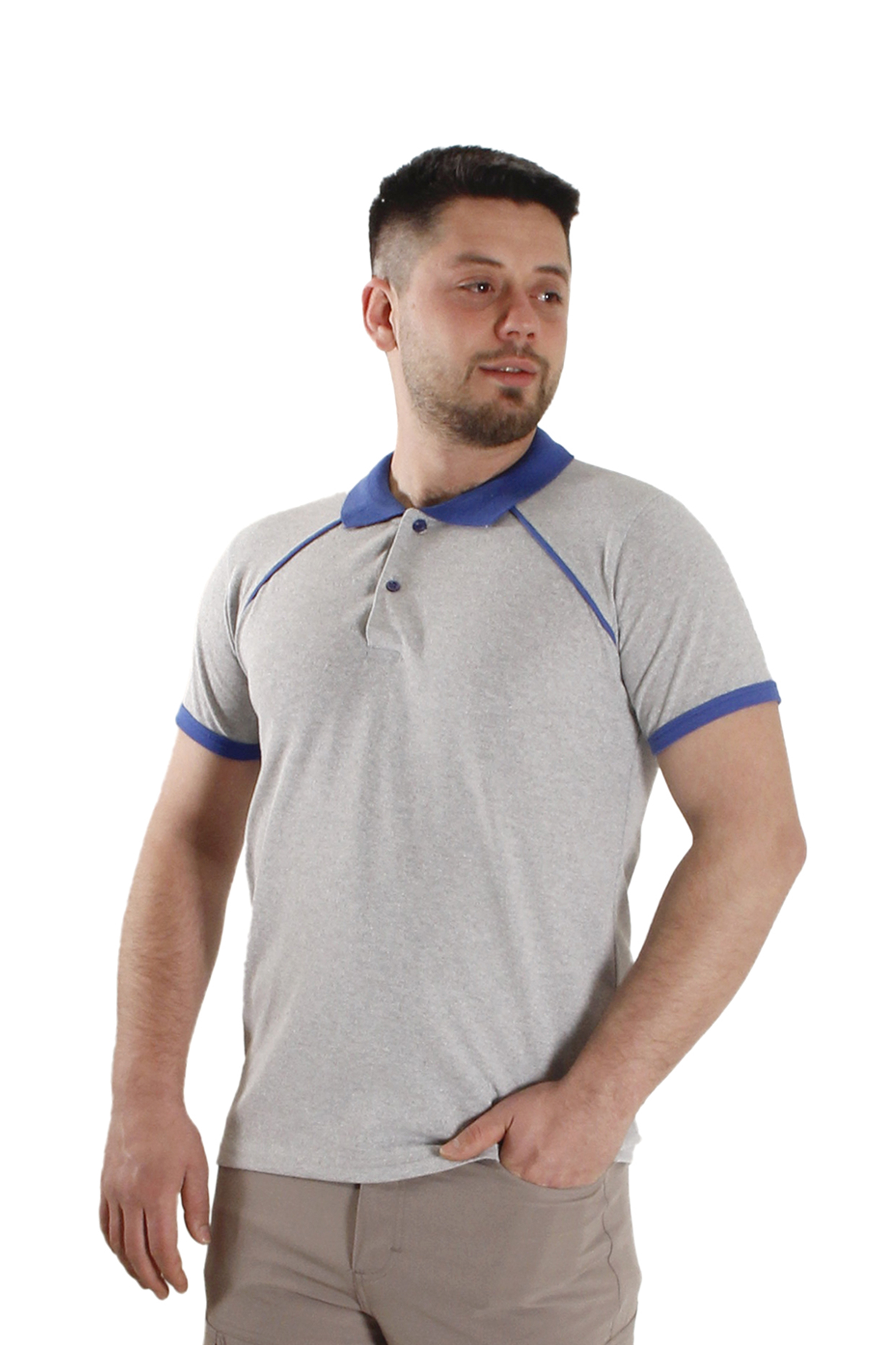 Gri Polo Yaka T-Shirt