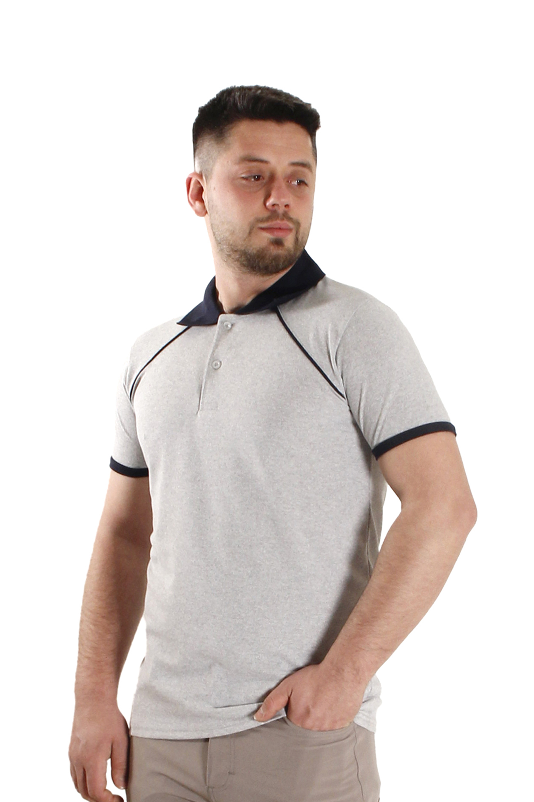 Gri Polo Yaka T-Shirt